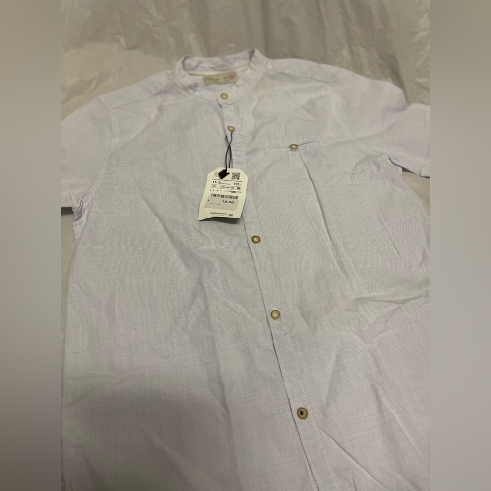 Zara blue short sleeve button down shirt